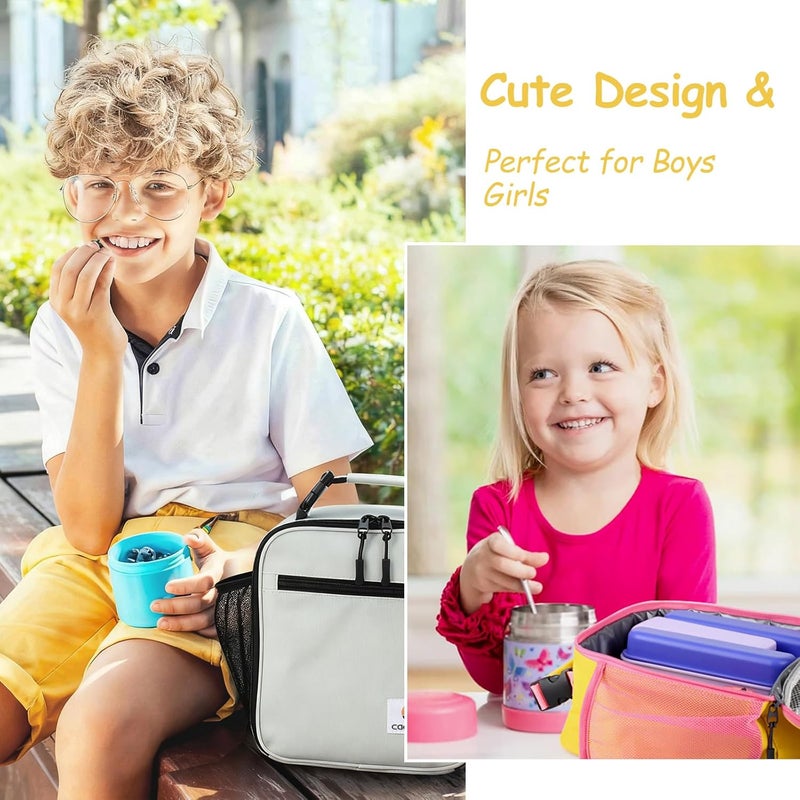 CaCTOUR Lunch Box Kids,Premium Insulated Lunch Bag for Girls Boys,Soft Bag Mini Cooler Back to School Thermal Reusable Lunch Bag for Work School Picnic (Yellow) - Image 2